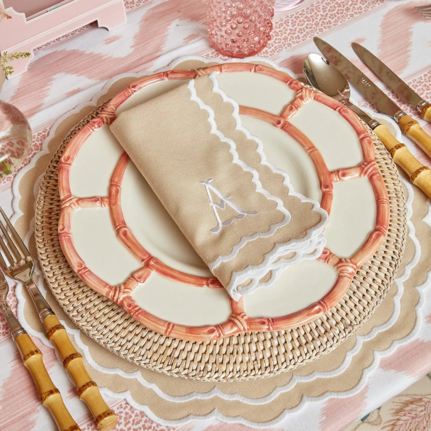 Mrs. Alice Edith Sand Placemats & Napkins (Set of 4)< Table Linen Sets | Mrs. Alice Monogram