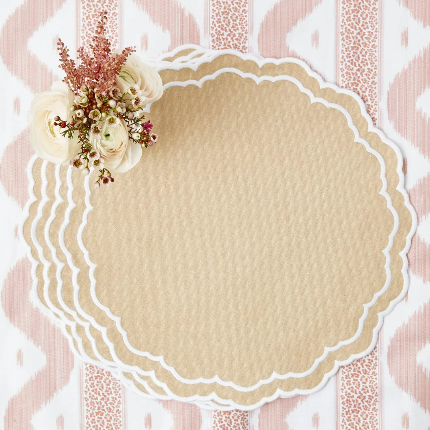 Mrs. Alice Edith Sand Placemats & Napkins (Set of 4)< Table Linen Sets | Mrs. Alice Monogram