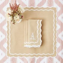 Mrs. Alice Edith Sand Placemats & Napkins (Set of 4)< Table Linen Sets | Mrs. Alice Monogram