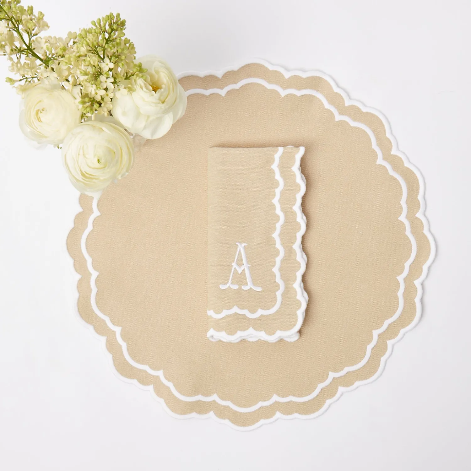 Mrs. Alice Edith Sand Placemats & Napkins (Set of 4)< Table Linen Sets | Mrs. Alice Monogram