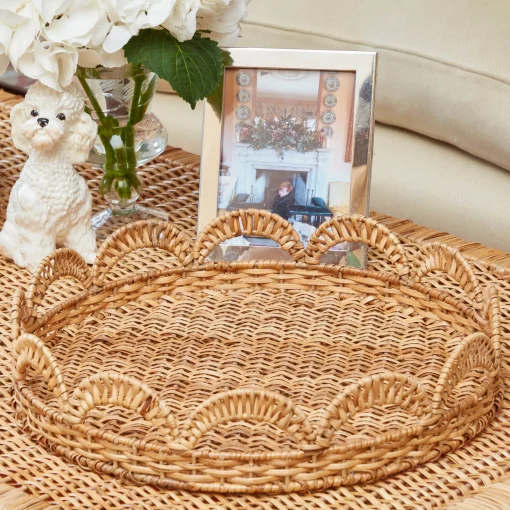 Mrs. Alice Elena Rattan Round Tray< Trays | Trays