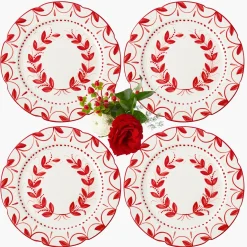 Mrs. Alice Elizabeth Red Garland Dinner Plates (Set of 4)< Dinner Plates | Crockery Sets