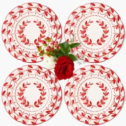 Mrs. Alice Elizabeth Red Garland Dinner & Starter Plates (Set of 8)< Crockery Sets