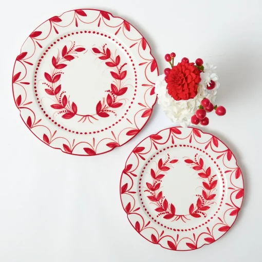 Mrs. Alice Elizabeth Red Garland Dinner & Starter Plates (Set of 8)< Crockery Sets