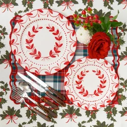 Mrs. Alice Elizabeth Red Garland Dinner & Starter Plates (Set of 8)< Crockery Sets