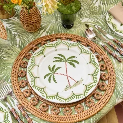Mrs. Alice Elodie Round Rattan Placemats (Set of 4)< Summer Table Linen | Placemats