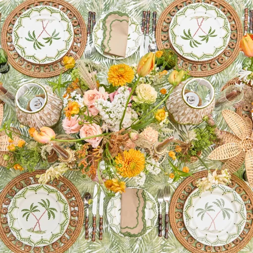 Mrs. Alice Elodie Round Rattan Placemats (Set of 4)< Summer Table Linen | Placemats