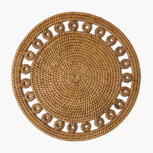 Mrs. Alice Elodie Round Rattan Placemats (Set of 4)< Summer Table Linen | Placemats