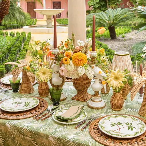 Mrs. Alice Elodie Round Rattan Placemats (Set of 4)< Summer Table Linen | Placemats