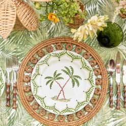 Mrs. Alice Elodie Round Rattan Placemats (Set of 4)< Summer Table Linen | Placemats