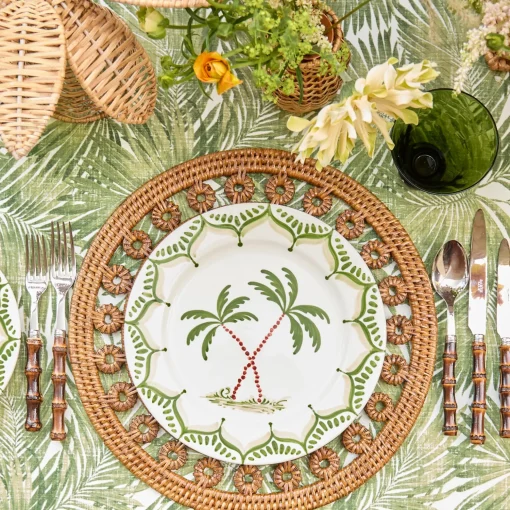 Mrs. Alice Elodie Round Rattan Placemats (Set of 4)< Summer Table Linen | Placemats