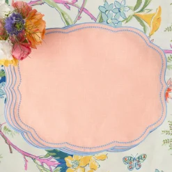 Mrs. Alice Eloise Coral & Blue Placemats (Set of 4)< Summer Table Linen | Placemats