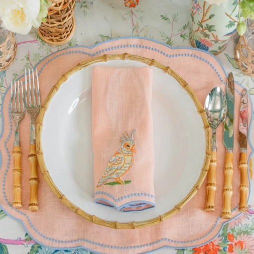 Mrs. Alice Eloise Coral & Blue Placemats (Set of 4)< Summer Table Linen | Placemats