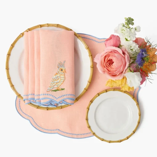 Mrs. Alice Eloise Coral & Blue Placemats (Set of 4)< Summer Table Linen | Placemats