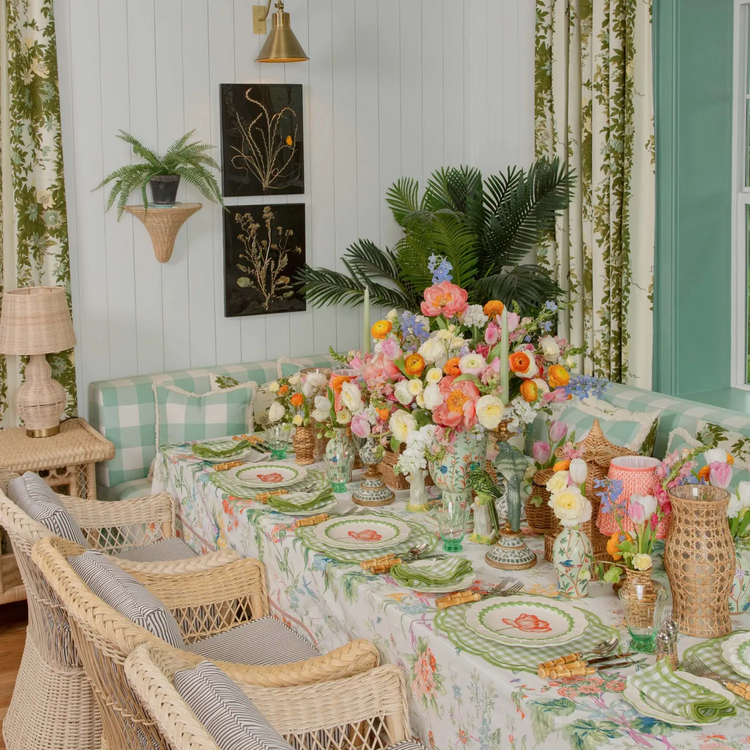 Mrs. Alice Eloise Green Gingham Placemats & Napkins (Set of 4)< Summer Table Linen | Table Linen Sets