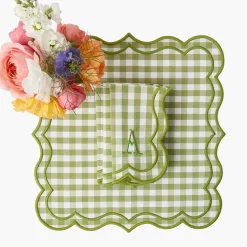 Mrs. Alice Eloise Green Gingham Placemats & Napkins (Set of 4)< Summer Table Linen | Table Linen Sets