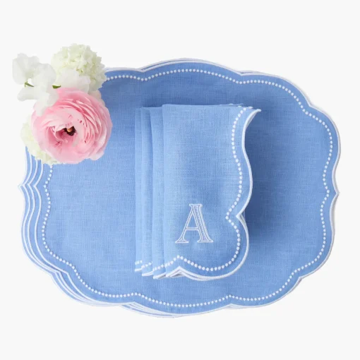 Mrs. Alice Eloise Periwinkle Placemats & Napkins (Set of 4)< Summer Table Linen | Table Linen Sets