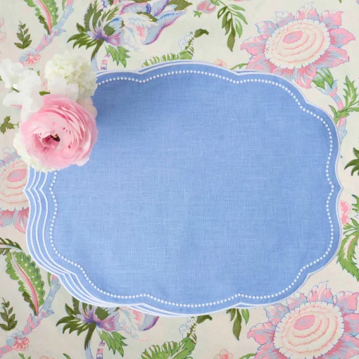 Mrs. Alice Eloise Periwinkle Placemats & Napkins (Set of 4)< Summer Table Linen | Table Linen Sets
