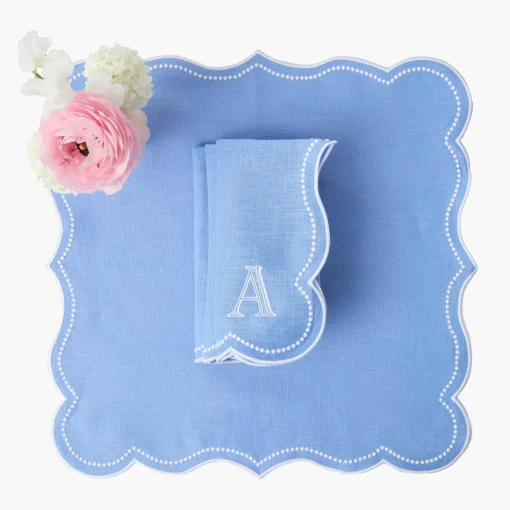 Mrs. Alice Eloise Periwinkle Placemats & Napkins (Set of 4)< Summer Table Linen | Table Linen Sets