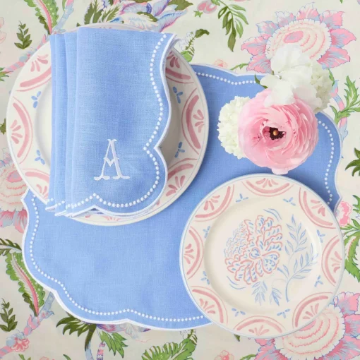 Mrs. Alice Eloise Periwinkle Placemats & Napkins (Set of 4)< Summer Table Linen | Table Linen Sets