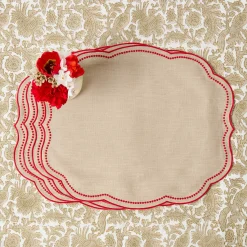 Mrs. Alice Eloise Putty & Red Placemats (Set of 4)< Placemats | For The Hostess