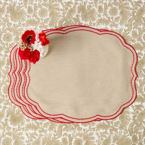 Mrs. Alice Eloise Putty & Red Placemats (Set of 4)< Placemats | For The Hostess