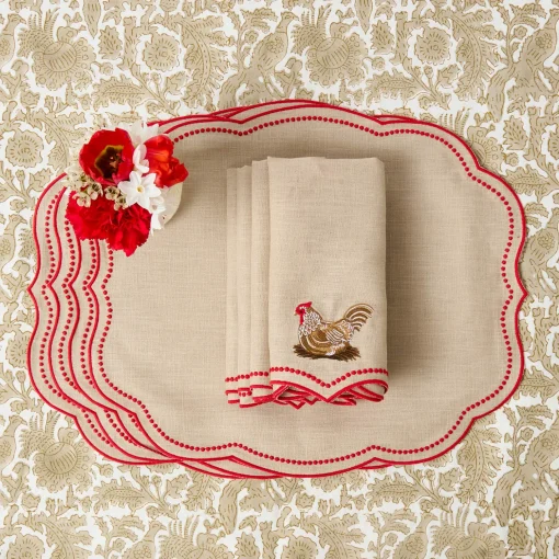 Mrs. Alice Eloise Putty & Red Placemats (Set of 4)< Placemats | For The Hostess