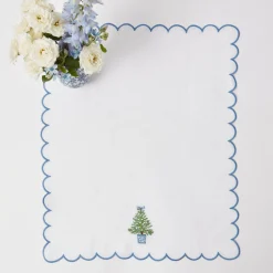 Mrs. Alice Embroidered Christmas Tree Linen Hand Towel< Mrs. Alice Monogram | Monogrammable Gifts