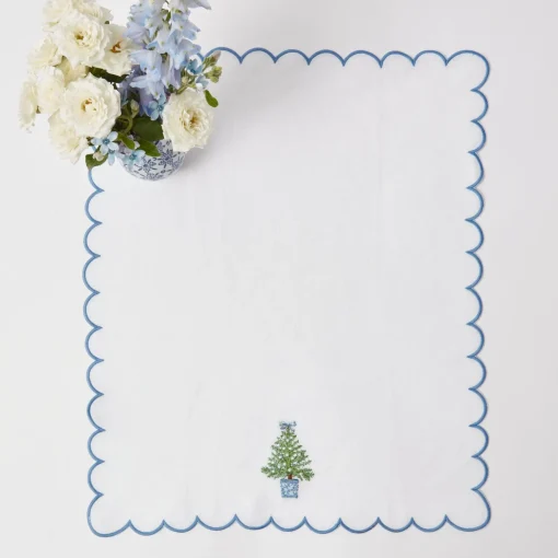 Mrs. Alice Embroidered Christmas Tree Linen Hand Towel< Mrs. Alice Monogram | Monogrammable Gifts