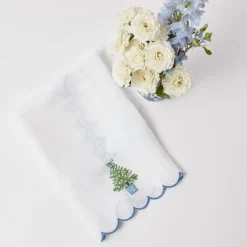 Mrs. Alice Embroidered Christmas Tree Linen Hand Towel< Mrs. Alice Monogram | Monogrammable Gifts