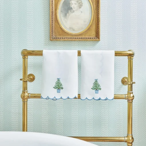 Mrs. Alice Embroidered Christmas Tree Linen Hand Towel< Mrs. Alice Monogram | Monogrammable Gifts