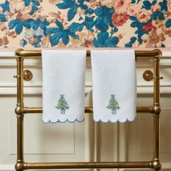 Mrs. Alice Embroidered Christmas Tree Linen Hand Towel< Mrs. Alice Monogram | Monogrammable Gifts