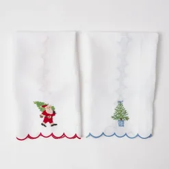 Mrs. Alice Embroidered Christmas Tree Linen Hand Towel< Mrs. Alice Monogram | Monogrammable Gifts