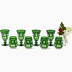 Mrs. Alice Emerald Anita Engraved Glassware (Set of 8)< Glasses | Glassware Sets