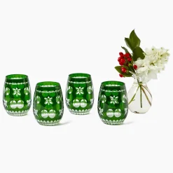 Mrs. Alice Emerald Anita Engraved Water Glass (Set of 4)< Glasses