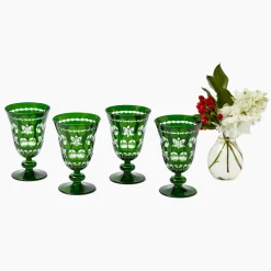 Mrs. Alice Emerald Anita Engraved Wine Glass (Set of 4)< Glasses