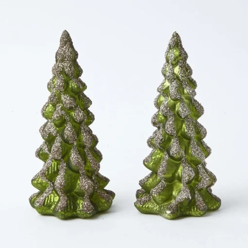 Mrs. Alice Emerald Glass Christmas Tree (Pair)< Christmas Decorations