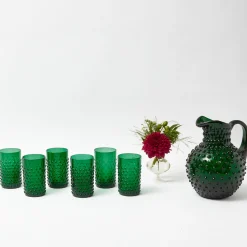 Mrs. Alice Emerald Green Hobnail Glasses & Jug Set< Glassware Sets
