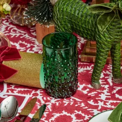 Mrs. Alice Emerald Green Hobnail Glasses (Set of 6)< Glasses