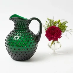 Mrs. Alice Emerald Green Hobnail Glasses & Jug Set< Glassware Sets
