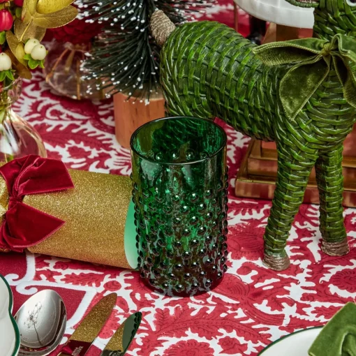 Mrs. Alice Emerald Green Hobnail Glasses & Jug Set< Glassware Sets
