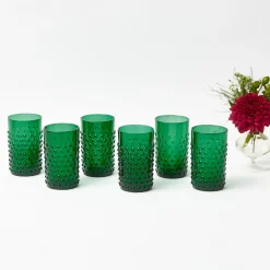 Mrs. Alice Emerald Green Hobnail Glasses & Jug Set< Glassware Sets