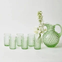 Mrs. Alice Emerald Hobnail Glasses & Jug Set< Glassware Sets
