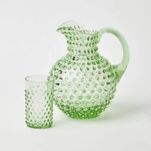 Mrs. Alice Emerald Hobnail Glasses & Jug Set< Glassware Sets