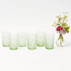 Mrs. Alice Emerald Hobnail Glasses (Set of 6)< Glasses