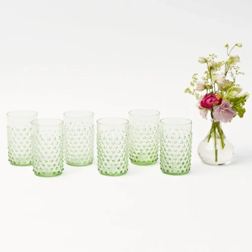Mrs. Alice Emerald Hobnail Glasses (Set of 6)< Glasses