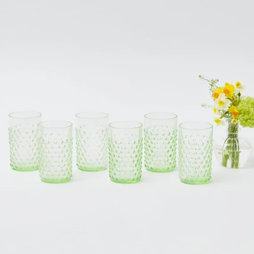 Mrs. Alice Emerald Hobnail Glasses (Set of 6)< Glasses