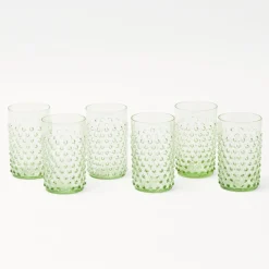 Mrs. Alice Emerald Hobnail Glasses (Set of 6)< Glasses