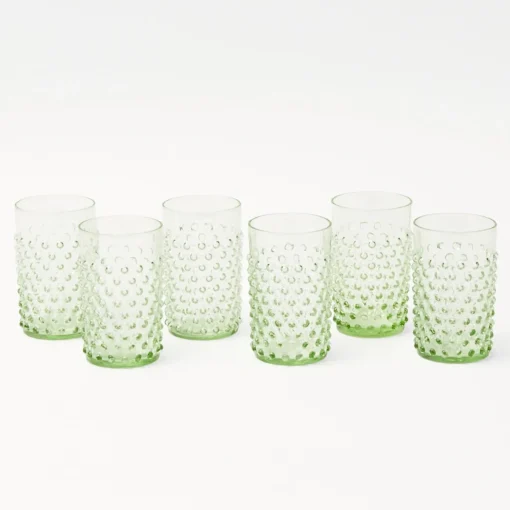 Mrs. Alice Emerald Hobnail Glasses (Set of 6)< Glasses