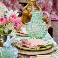 Mrs. Alice Emerald Hobnail Jug with Rose Handle & Glasses (set of 6)< Glassware Sets